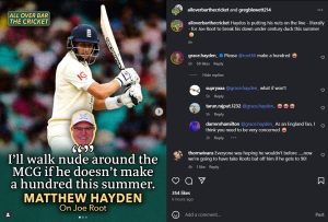 Matthew Hayden Promises Nude MCG Walk if Joe Root Fails to Score Ashes Century in Australia; Daughter Adds Pressure