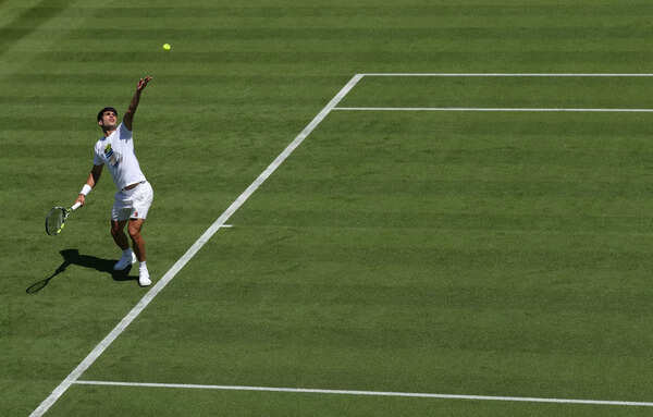 Carlos Alcaraz practicing for Wimbledon 2025